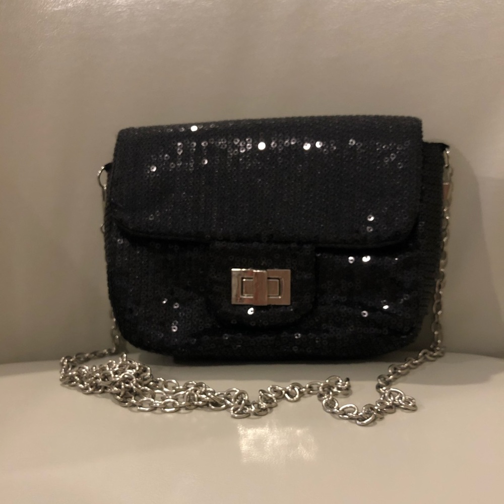 🟣Black Sequin Small Chain Crossbody Bag